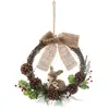Image de Couronne Avec Pommes De Pin Et Personnage 32cm - Feeric Lights & Christmas