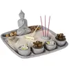 Image de Jardin Zen Avec 4 Bougies Aditya 23x23cm Ciment - Atmosphera