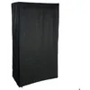 Image de Armoire modulable avec 2 penderies et 5 tablettes en tissu et métal - Noir - H 169 x L 88 x P 46 cm