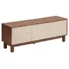 Image de Meuble bas 2 portes 4 étagères jilani marron 140x40cm JILANI