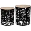 Image de Lot De 2 Tables Gigognes Feuilles Noir D35cm/39cm - Atmosphera