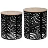 Image de Lot de 2 tables gigognes Feuilles noir D35cm/39cm - Atmosphera Créateur dintérieur