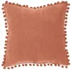 Image de Coussin pompons rose terracotta 40x40cm - Atmosphera Créateur dintérieur