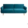 Image de Canapé convertible Jack 3 places velours bleu canard - Atmosphera Créateur dintérieur