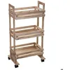 Image de Desserte à roulettes 3 étages en bois cagette - 5 five simply smart