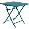 Image de Table De Jardin Pliante Carrée Greensboro Bleu Canard 2 Places En Acier Traité Époxy - Hespéride