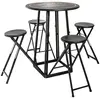 Image de Table 4 Chaises D'extérieur Noir Et Blanc D77.5cm - Atmosphera