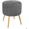 Image de Tabouret Solaro velours plissé gris - Atmosphera Créateur dintérieur