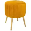 Image de Tabouret "solaro" Velours Plissé Jaune Moutarde - Atmosphera Créateur D'intérieur