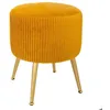 Image de Tabouret Solaro velours plissé jaune moutarde - Atmosphera Créateur dintérieur