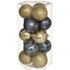 Image de Lot De 15 Boules Lisses Et Décorées D.5cm Blanc Or - Feeric Lights & Christmas
