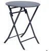 Image de Table de jardin pliante ronde Greensboro graphite 2 places en acier traité époxy - Hespéride