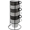 Image de Lot De 6 Mugs Sur Rack "ethnik" 26cl Noir & Blanc