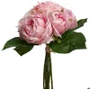 Image de Bouquet de 9 roses artificielles rose H30cm - Atmosphera Créateur dintérieur