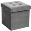 Image de Pouf avec rangement velour 38 x 38 cm gris