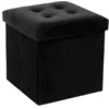 Image de Pouf avec rangement velour 38 x 38 cm noir