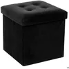 Image de Pouf pliant Lysandre velours noir - Atmosphera Créateur dintérieur