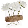 Image de Composition 3 Roses Artificielles Vase Verre H24.5cm - Atmosphera