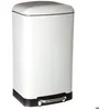 Image de 5Five - Poubelle de Cuisine Ariane 30L en Métal Blanc - Seau Amovible et Poignée Arrière - Fermeture Silencieuse