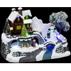 Image de Village De Noel Enneigé Avec Le Père Noel - Hauteur 23,8 Cm - Marron, Blanc Et Bleu