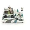Image de Village de noël animé avec traîneau et Père Noël - Multicolore - L 238 x H. 161 cm