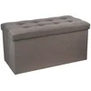 Image de Pouf avec rangement aspect Lin 76 x H 38 cm gris