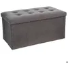 Image de Pouf pliant double Lysandre effet velours gris ardoise - Atmosphera Créateur dintérieur