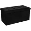 Image de Pouf pliant double Lysandre effet velours noir - Atmosphera Créateur dintérieur
