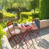 Image de Table de jardin pliante ronde Greensboro groseille 2 places en acier traité époxy - Hespéride