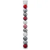 Image de Lot de 12 Boules de Noël Étoile 6cm Blanc & Rouge