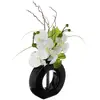 Image de Vase Orchidées Artificielles Vase Céramique H44cm - Noir/blanc - Atmosphera