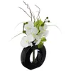 Image de Composition dorchidées - ATMOSPHERA - Vase céramique - H44 cm - Noir/Blanc - Design contemporain