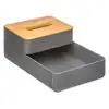 Image de Boîte 2 Plateaux & 1 Couvercle Bambou "natureo" 26cm Gris