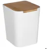 Image de Poubelle à couvercle bambou 5L Naturéo blanc - 5 five simply smart