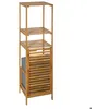 Image de Étagère colonne avec panier à linge Mix N Modul bambou - 5 five simply smart