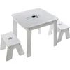 Image de Table bac enfant + 2 tabourets - Blanc et gris - L 57 x P 57 x H 51 cm