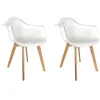 Image de Lot de 2 Chaises Fauteuils - HOME DECO FACTORY - Bi-Matière - Scandinave - Blanches