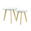 Image de Lot De 2 Tables Gigognes - Home Deco Factory - Verre Trempé - Rond - Transparent Et Marron