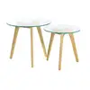Image de Lot de 2 tables gigognes - home deco factory - verre trempé - rond - transparent et marron
