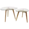 Image de Table dappoint - HOME DECO FACTORY - Gigogne - Verre Trempé - Transparent et Beige