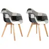 Image de Fauteuil - home deco factory - patchwork - scandinave - confortable - gris et blanc