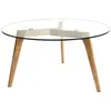 Image de Table Basse Ronde Design Bois Et Verre Alexia - Diam. 80 X H. 45 Cm - Beige