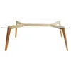 Image de Table Basse Rectangulaire Design Bois Et Verre Alexia - L. 110 X H. 45 Cm - Beige