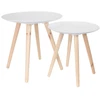 Image de Lot De 2 Tables Gigognes - Home Deco Factory - Rondes - Relief - Blanc Et Marron