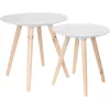 Image de Lot de 2 Tables Gigognes - HOME DECO FACTORY - Rondes - Relief - Blanc et Marron