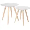 Image de Lot de 2 tables gigognes - home deco factory - rondes - relief - blanc et marron
