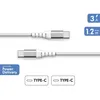 Image de Câble Renforcé USB C/USB C 1,2m 3A Blanc - Garanti à vie Force Power Lite BIGBEN