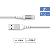 Image de Force Power Lite - Câble USB - 24 pin USB-C (M) pour USB (M) - 3 A - 1.2 m - câble renforcé, plastique recyclé à 100 % - blanc BIGBEN