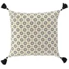 Image de Housse de coussin - DOUCEUR DINTERIEUR - 40 x 40 cm - Coton imprimé or - Pompons - Style contemporain