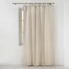 Image de Rideau tamisant 140 x 240 cm Cyrine Naturel - Passants et pompons blancs polycoton